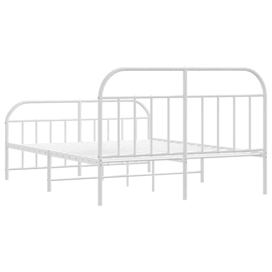Estructura cama metal con cabecero y estribo blanco 140x200