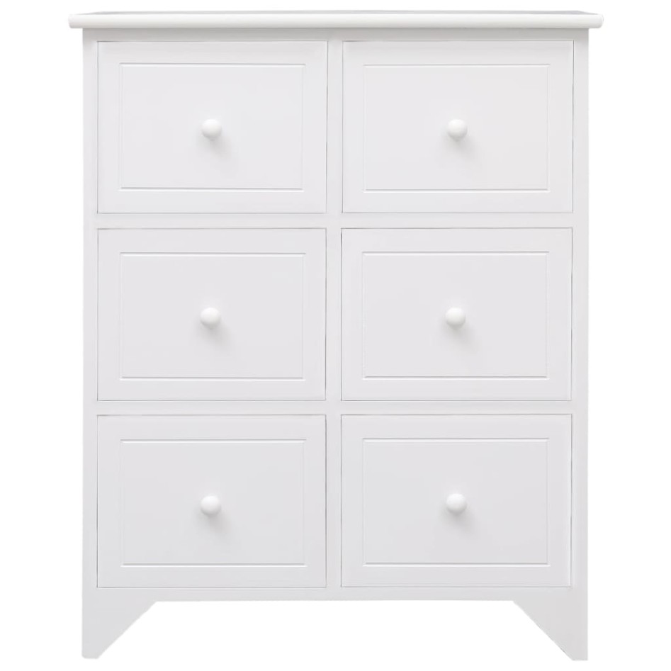 Armario auxiliar 6 cajones madera paulownia blanco 60x30x75