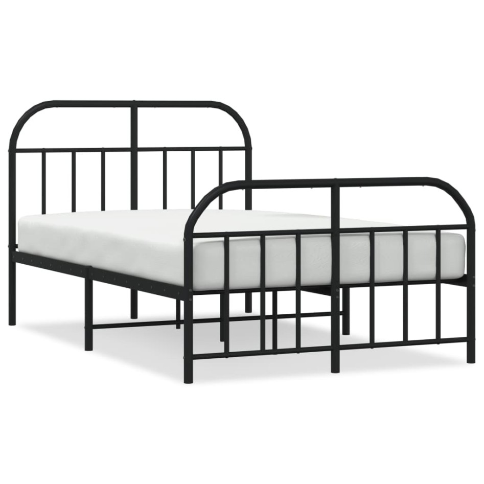 Estructura de cama con cabecero y pie metal negro 120x190