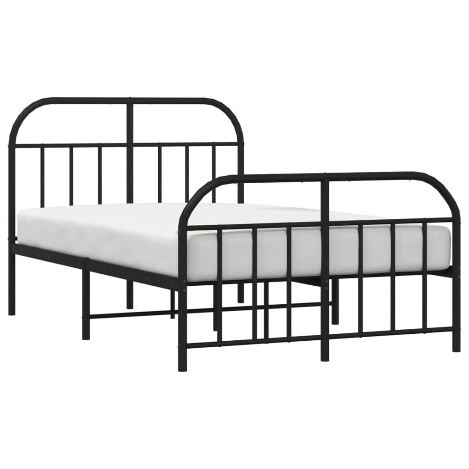 Estructura de cama con cabecero y pie metal negro 120x190