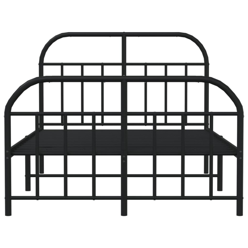 Estructura de cama con cabecero y pie metal negro 120x190