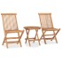 Set comedor de jardín plegable 3 piezas madera maciza de