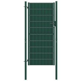Puerta de valla de PVC y acero verde 100x124