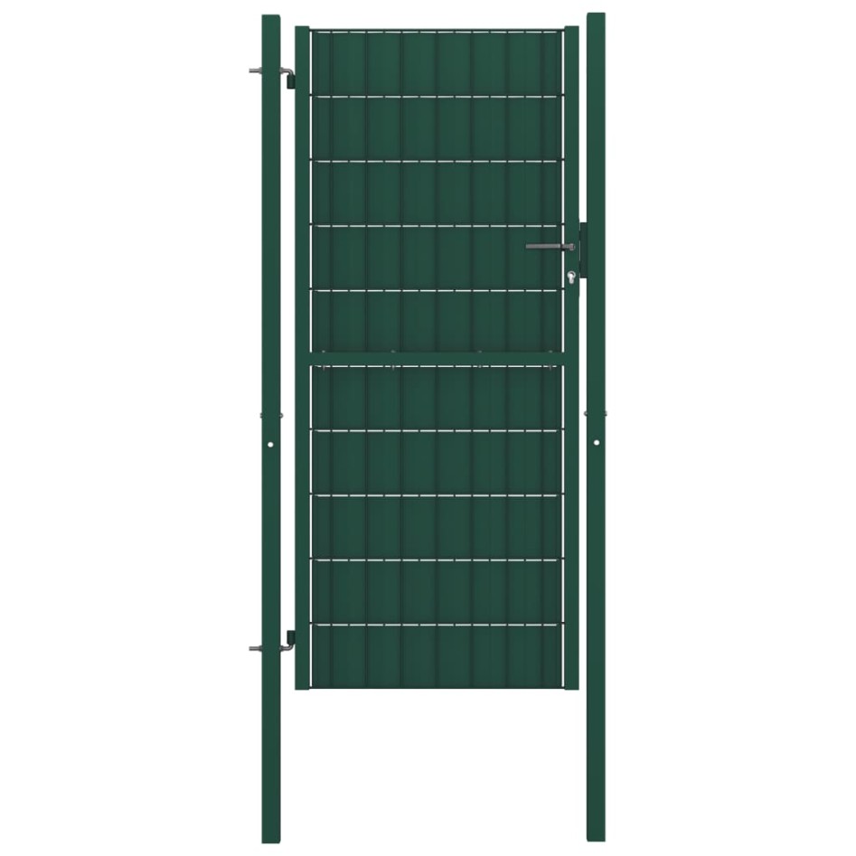 Puerta de valla de PVC y acero verde 100x124