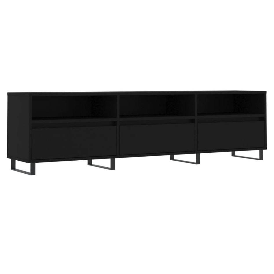 Mueble de TV madera contrachapada negro 150x30x44,5