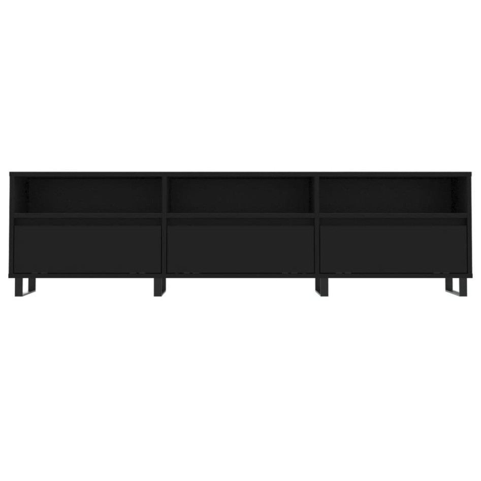 Mueble de TV madera contrachapada negro 150x30x44,5