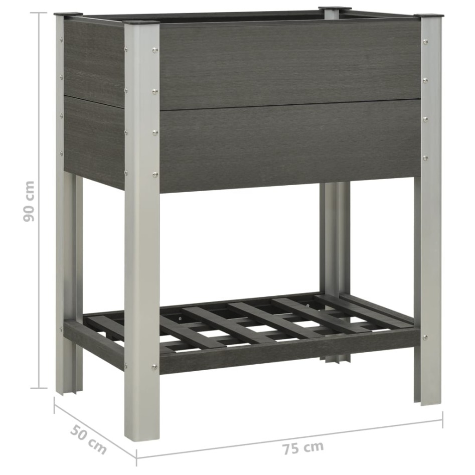 Mesa de cultivo para jardín con estante WPC gris 75x50x90