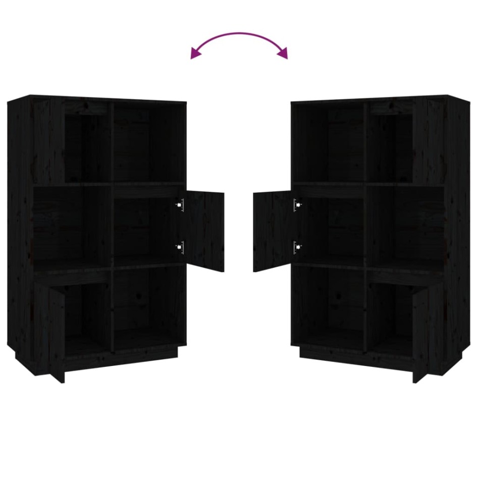 Aparador alto de madera maciza de pino negro 74x35x117