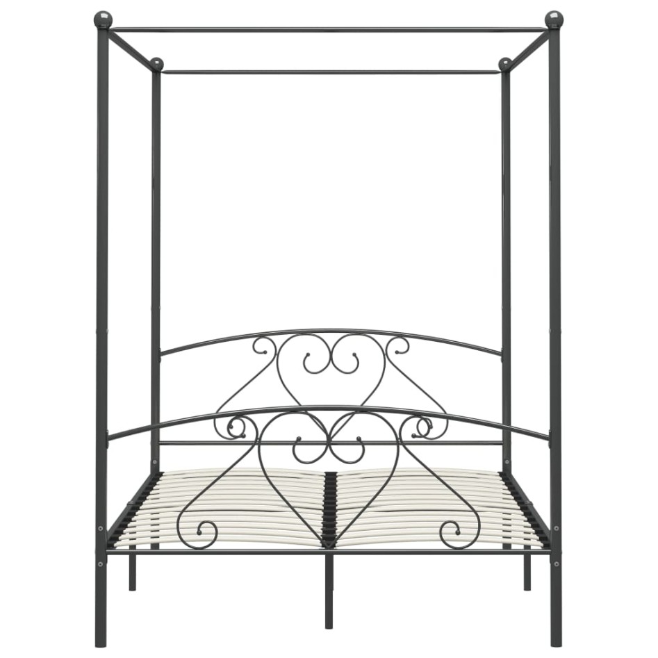 Estructura de cama con dosel metal gris 140x200