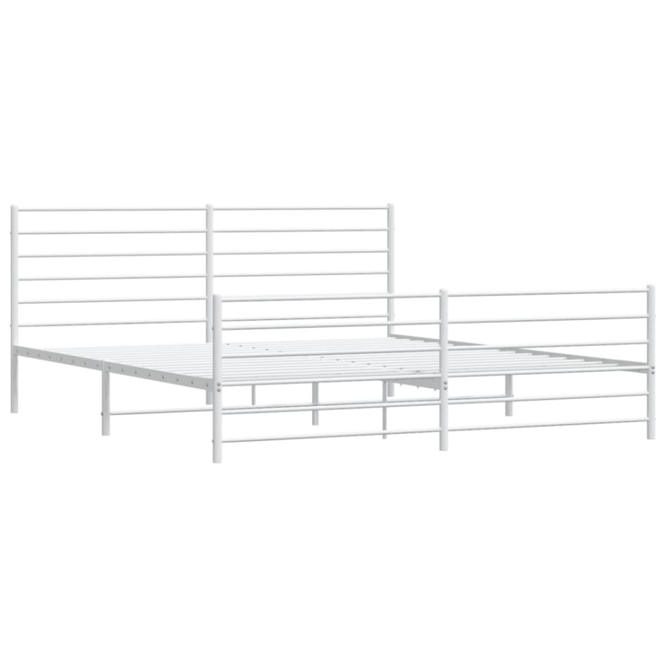 Estructura cama metal con cabecero y estribo blanco 200x200