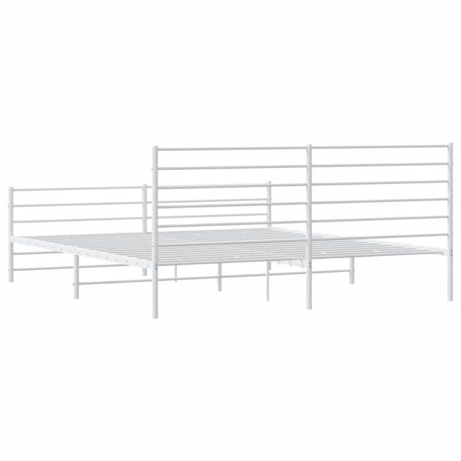 Estructura cama metal con cabecero y estribo blanco 200x200