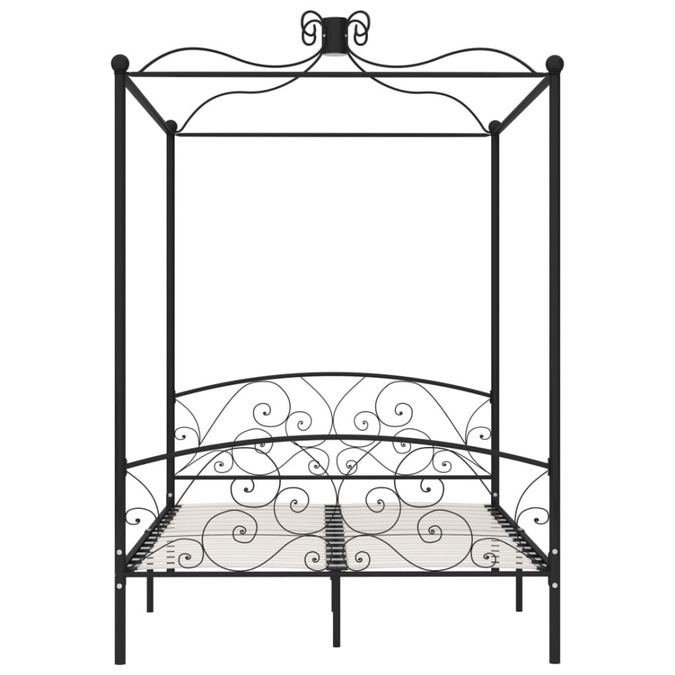 Estructura de cama con dosel metal negro 120x200