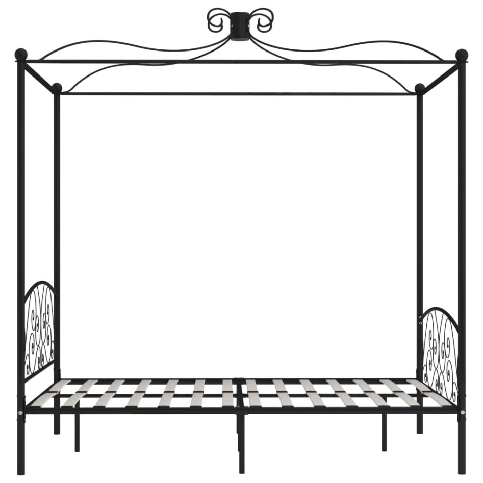 Estructura de cama con dosel metal negro 120x200