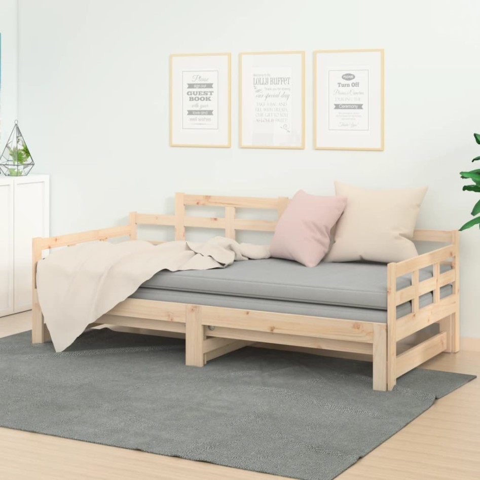 Sofá cama extraíble madera maciza de pino 2x(80x200)
