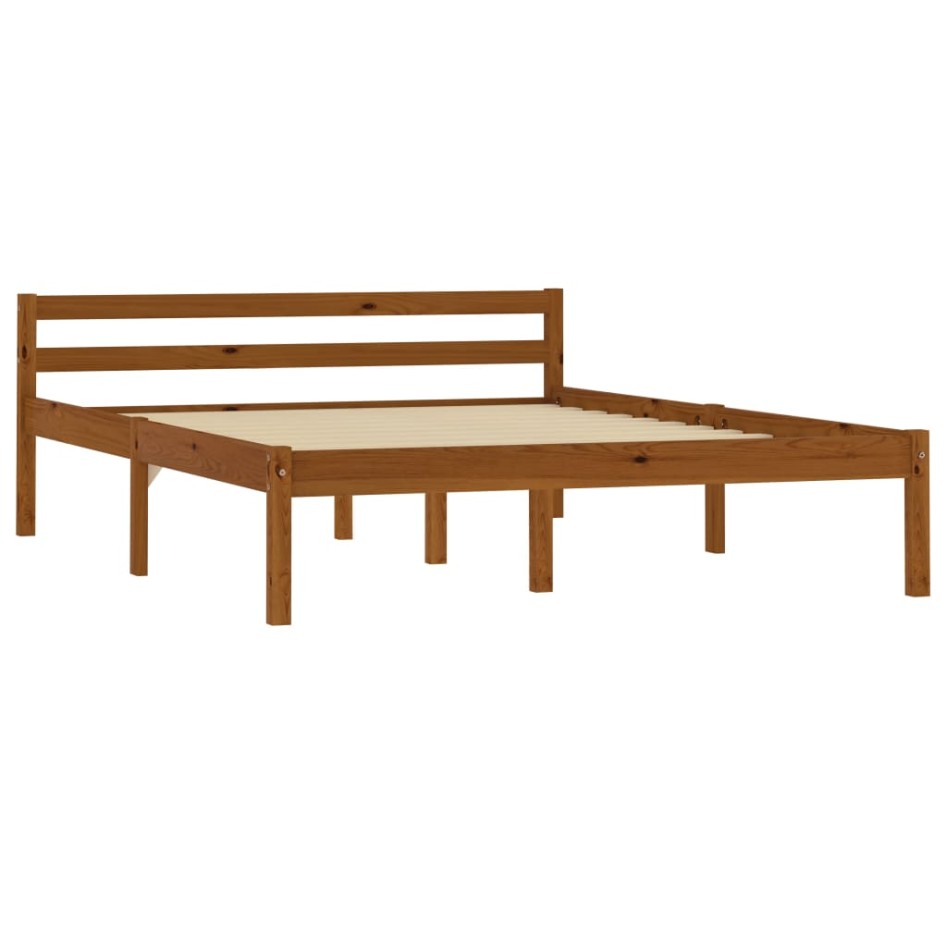 Estructura de cama madera maciza pino marrón miel 120x200