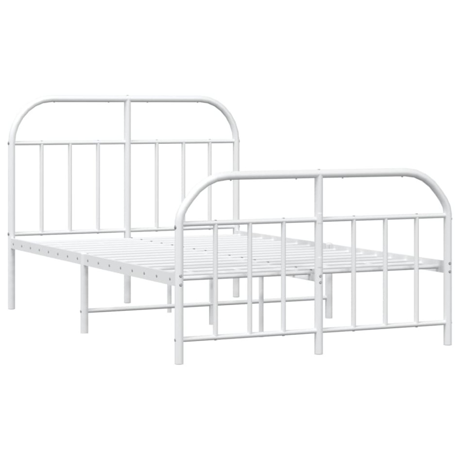 Estructura cama metal con cabecero y estribo blanco 120x190