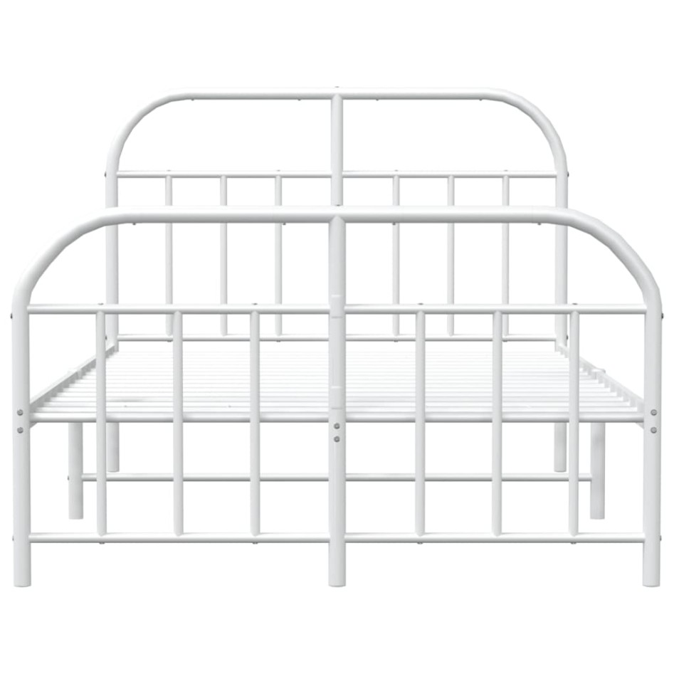Estructura cama metal con cabecero y estribo blanco 120x190