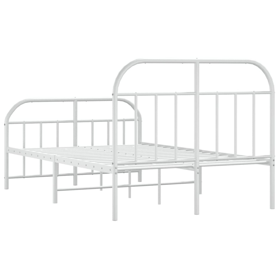 Estructura cama metal con cabecero y estribo blanco 120x190
