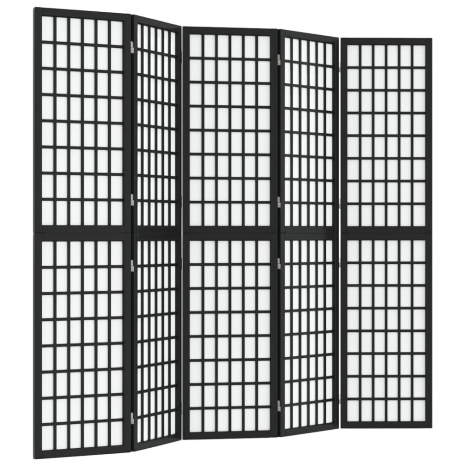 Biombo plegable con 5 paneles estilo japonés negro 200x170