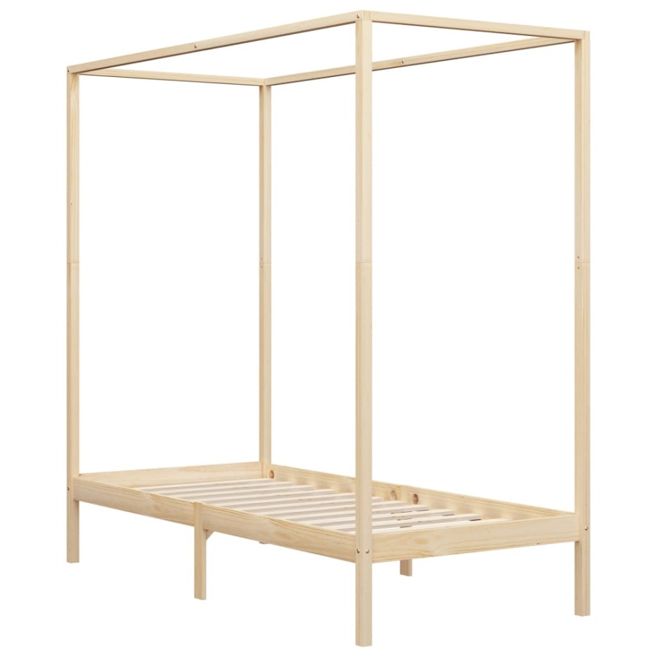 Estructura de cama con dosel madera maciza pino 90x200