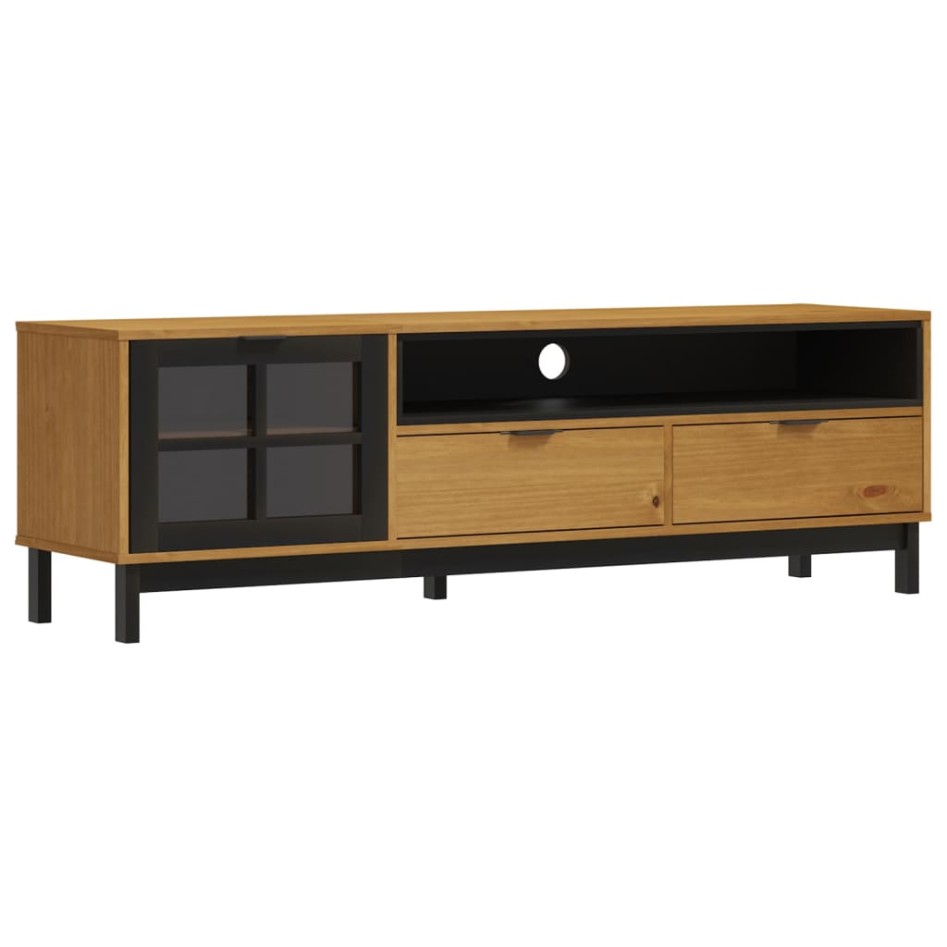 Mueble de TV con puerta de vidrio FLAM madera pino 158x40x50