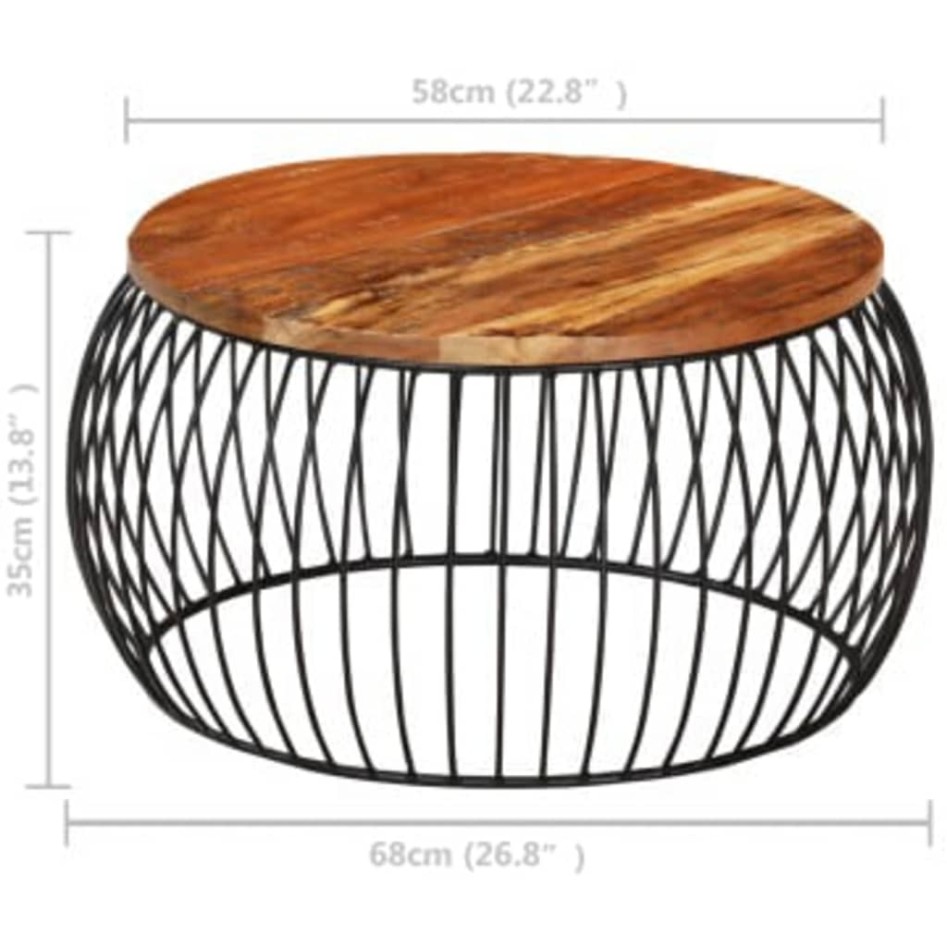 Mesa de centro de madera maciza reciclada Ø68