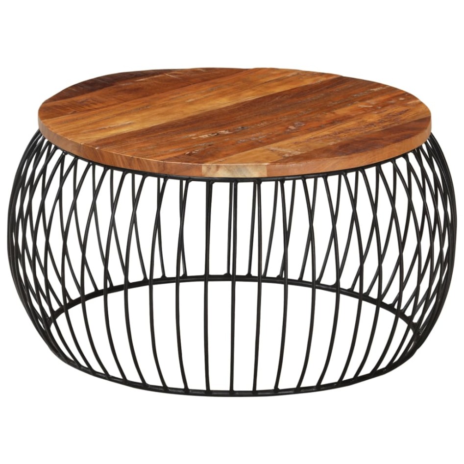 Mesa de centro de madera maciza reciclada Ø68