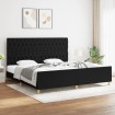 Estructura de cama con cabecero de tela negro 200x200 cm