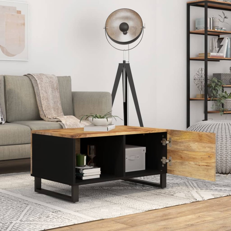 Mesa de centro madera maciza mango y contrachapada 80x50x40