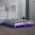 Estructura de cama con LED madera maciza blanca 120x200