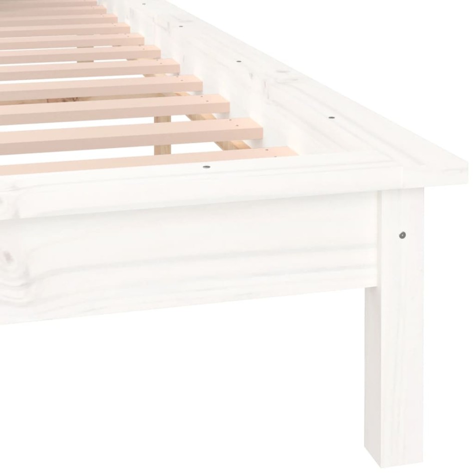 Estructura de cama con LED madera maciza blanca 120x200