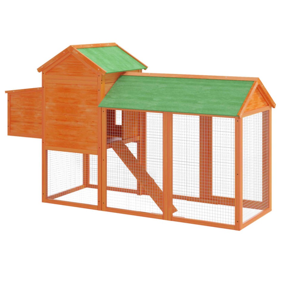 Gallinero madera maciza de pino marrón 193x65x117