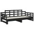 Sofá cama extraíble madera maciza de pino negro 2x(80x200)
