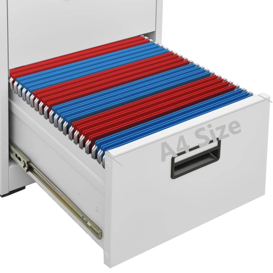 Armario archivador de acero gris claro 46x62x133