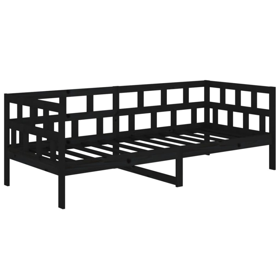 Sofá cama madera maciza de pino negro 90x190