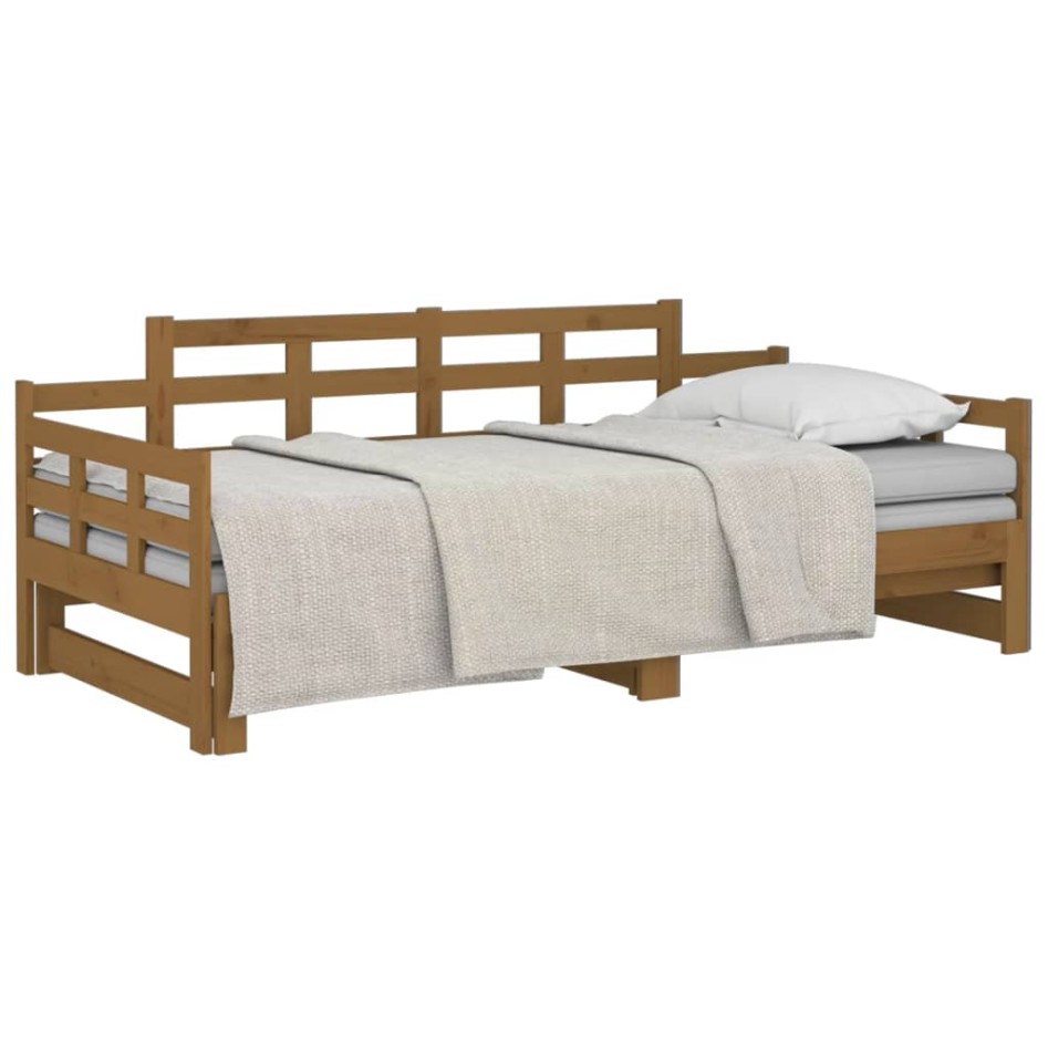 Sofá cama extraíble madera maciza pino marrón miel