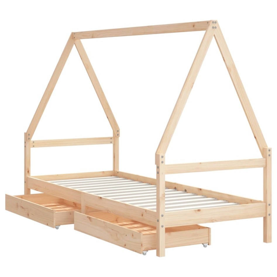 Estructura de cama para niños con cajones madera pino 80x200
