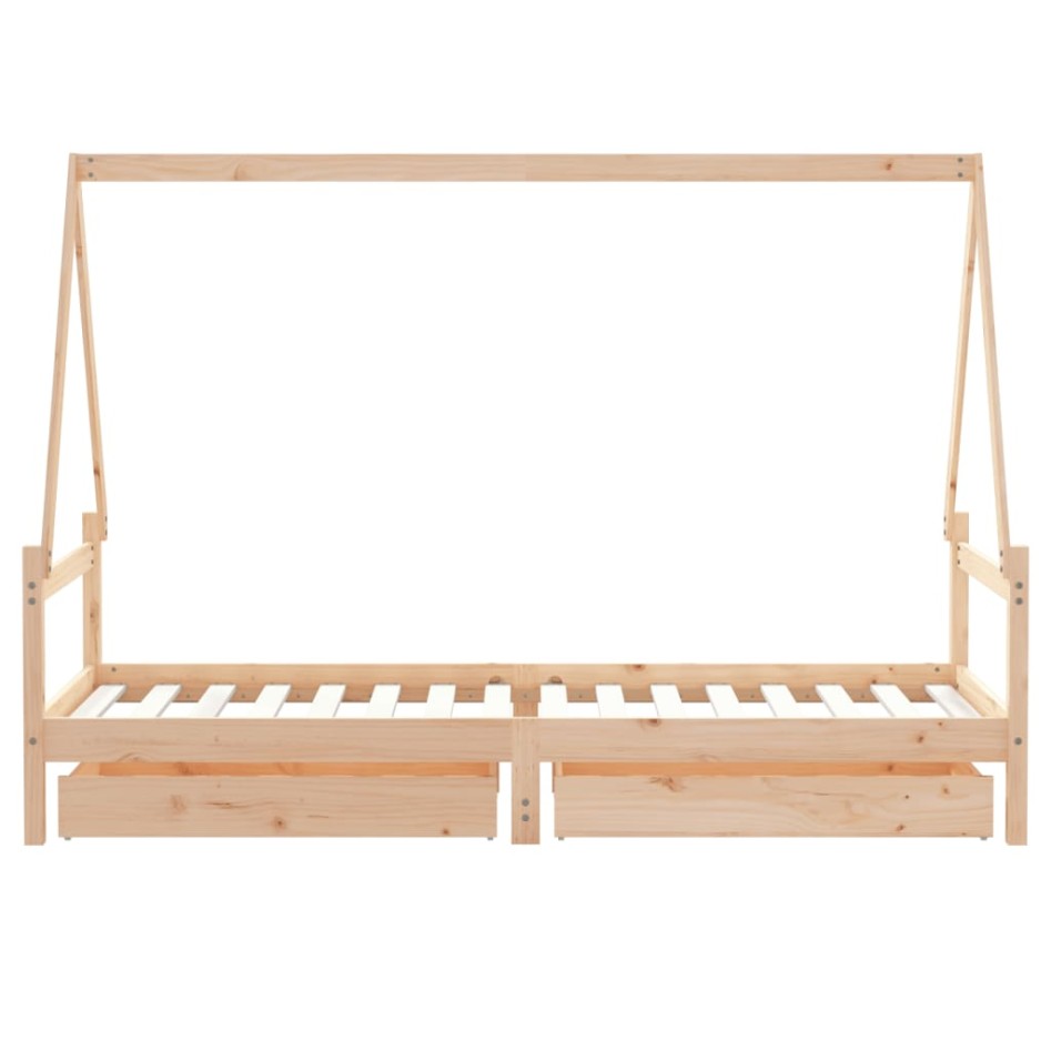 Estructura de cama para niños con cajones madera pino 80x200