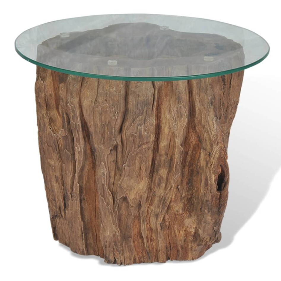 Mesa de centro de teca y vidrio 50x40