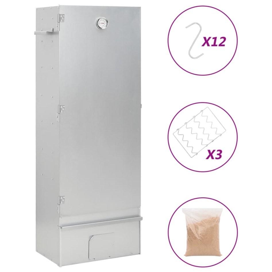 Horno ahumador astillas madera acero galvanizado 44,5x29x110