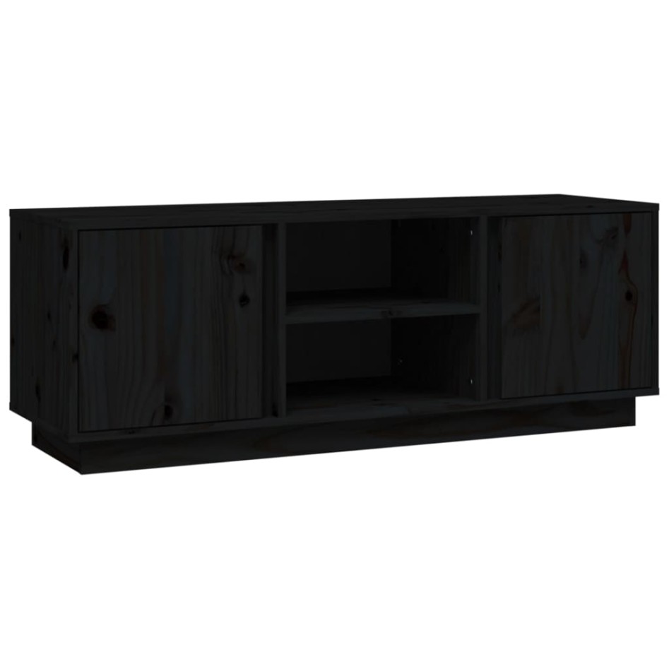 Mueble de TV madera maciza de pino negro 110x35x40,5