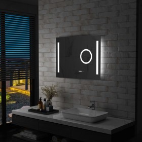 Espejo de pared de baño con LED y sensor táctil 80x60