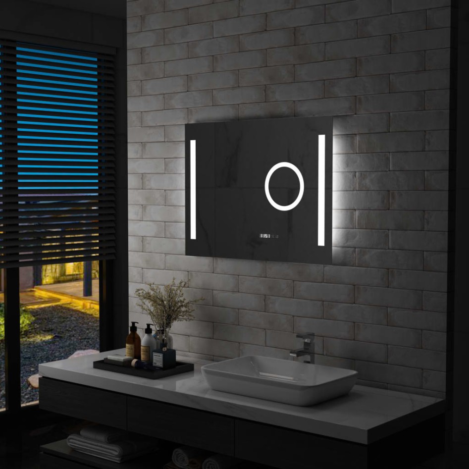 Espejo de pared de baño con LED y sensor táctil 80x60