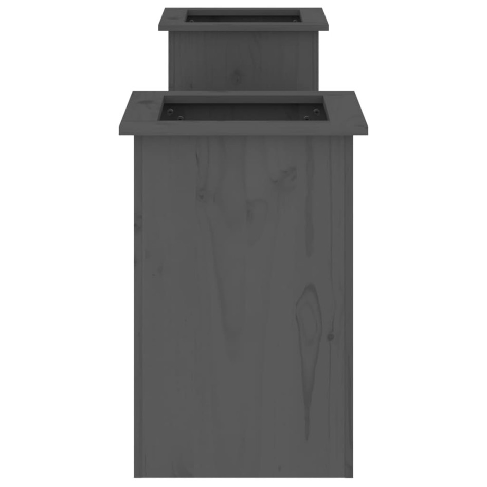 Banco con jardineras madera maciza pino gris 184,5x39,5x56,5