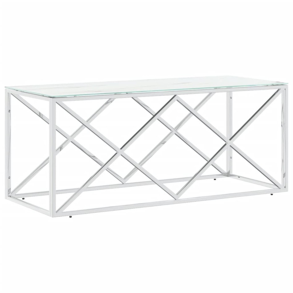 Mesa de centro acero inoxidable y vidrio 110x45x45