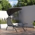 Tumbona con toldo acero y tela gris oscuro 167x80x195