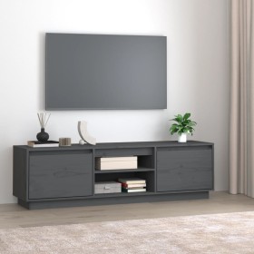 Mueble de TV de madera maciza de pino gris 140x35x40
