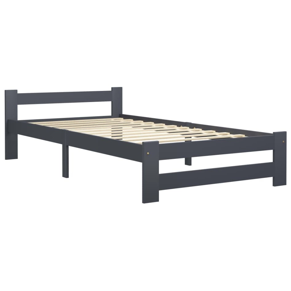 Estructura de cama madera maciza de pino gris oscuro 100x200