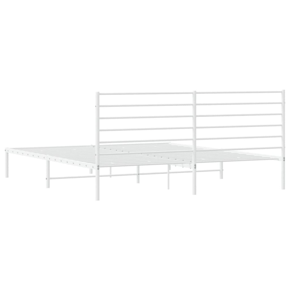Estructura de cama de metal con cabecero blanco 180x200
