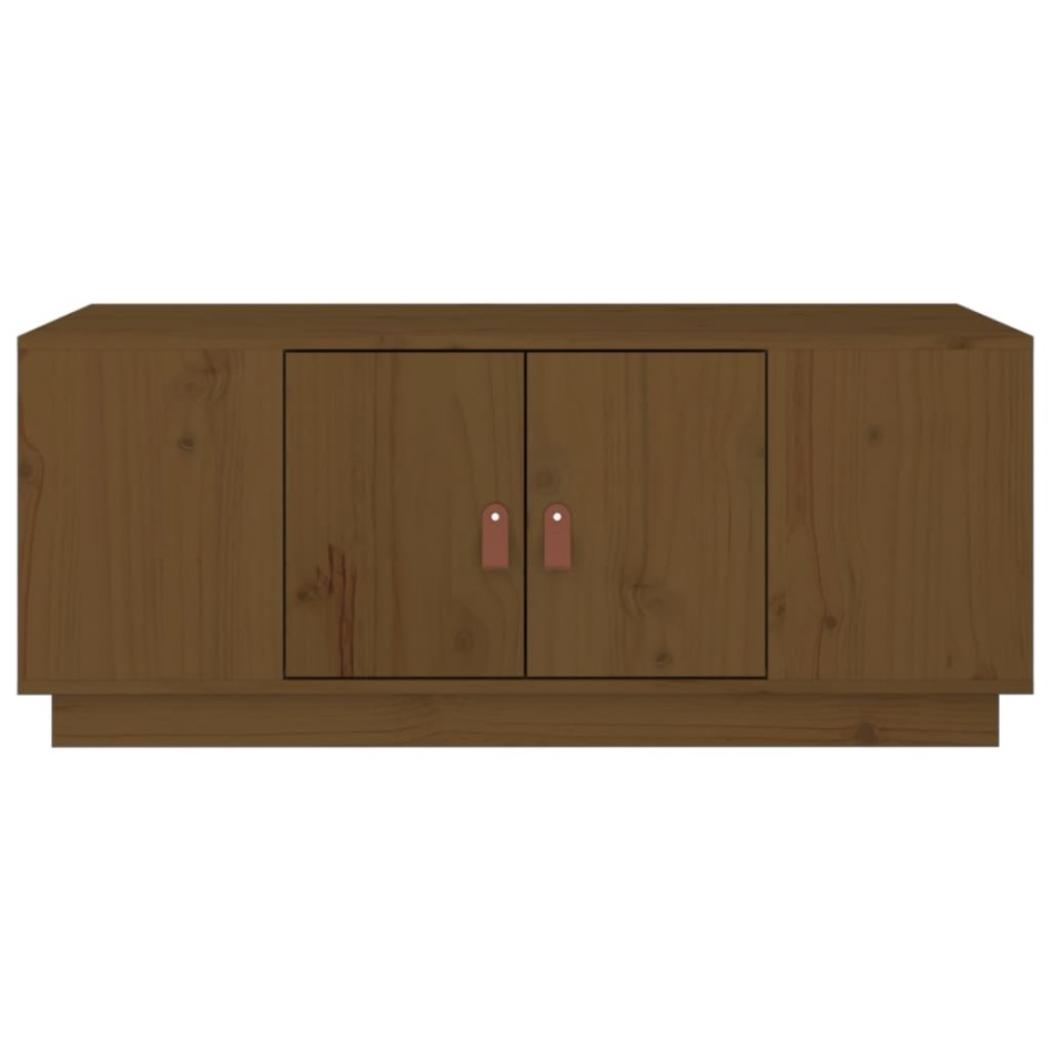 Mesa de centro madera maciza de pino marrón miel 100x50x41